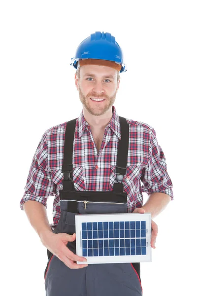 Repairman Holding Solar Panel — Stock Photo, Image