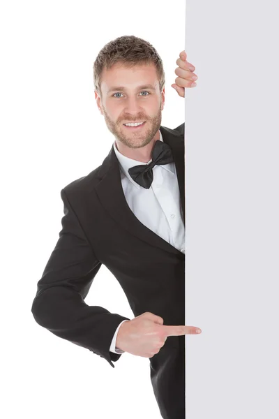 Butler At Blank Billboard — Stock Photo, Image