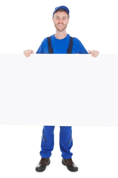 Manual Worker With Billboard — Stock Photo, Image