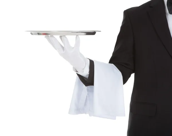 Waiter Holding Tray — Stock Photo, Image