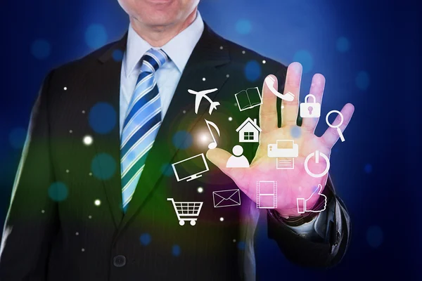 Businessman With Virtual Icons — Stock Photo, Image