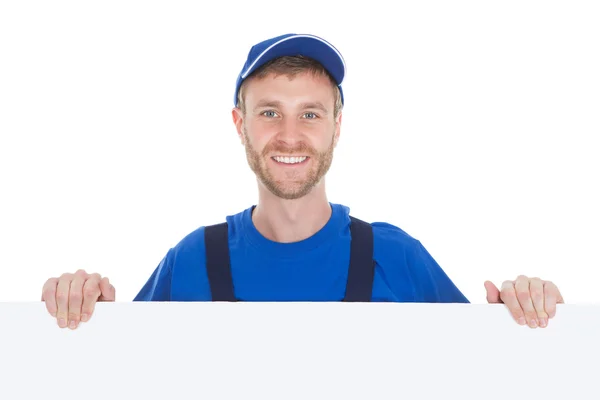 Manual Worker With Billboard — Stock Photo, Image