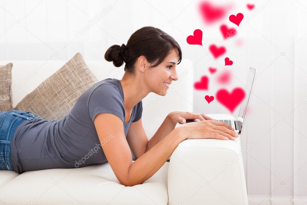 Woman Dating On Laptop