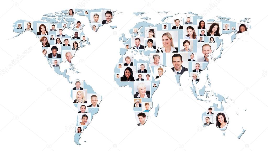 Multiethnic Business People On World Map