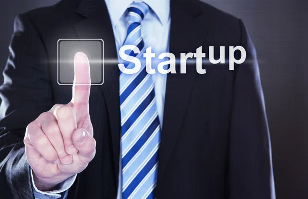 Empresário pressionando Startup — Fotografia de Stock