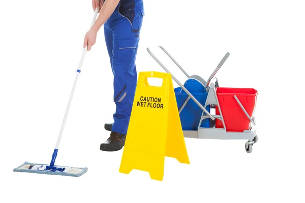 Servant Mopping Floor — Stock Photo, Image