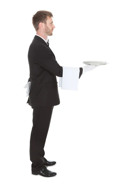 Waiter Holding  Tray — Stock Photo, Image
