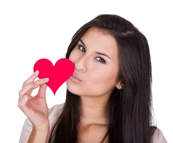 Woman Holding Heart Shaped Paper — Stock Photo, Image