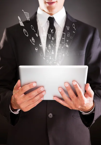 Businessman Holding Digital Tablet — Stock Photo, Image