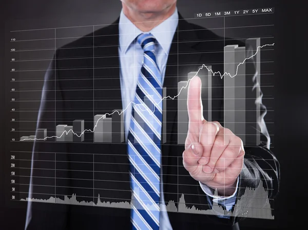 Businessman Touching Transparent Screen — Stock Photo, Image