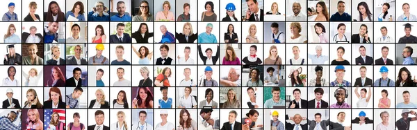 People Face Headshots Diverse Group Avatars Online Meeting — Stock Photo, Image