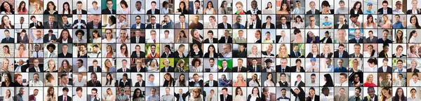 People Face Headshots Diverse Group Avatars Online Meeting — Photo