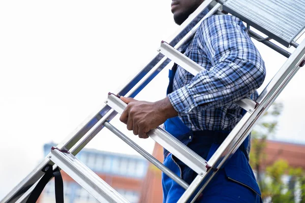 Escada Segurança Passo Handyman Homem Reparação — Fotografia de Stock