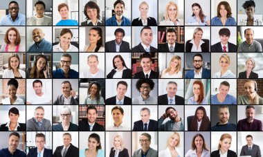 İnsanlar Kafadan Fotoğraf Kolajı 'nı çeşitlendiriyor. Kalabalık ya da Grup Fotoğrafı
