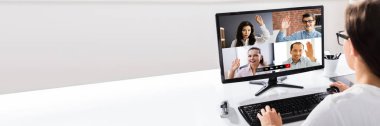 Video konferansı Webinar Call. Çevrimiçi İş Toplantısı