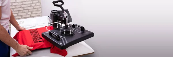 Máquina Imprensa Calor Tshirt Logo Print Workshop — Fotografia de Stock