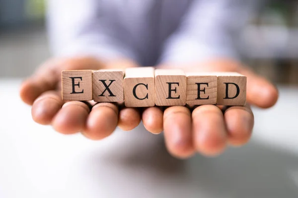Successful Overachiever Man Exceed Blocks Extra Mile Concept — Stock Photo, Image