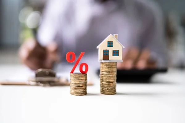 Tasso Interesse Ipotecario Casa Immobiliare Prestito Percentuale — Foto Stock