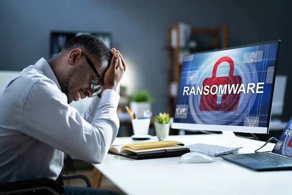 Ransomware Malware Cyber Attaque Sur Ordinateur Entreprise — Photo