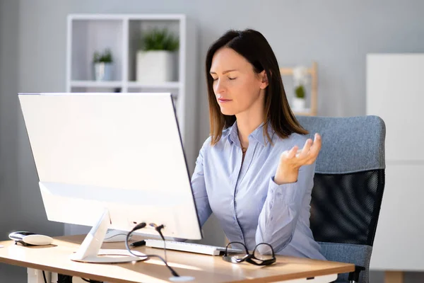 Healthy Yoga Meditation Exercise Office Chair Workplace — Stock Photo, Image