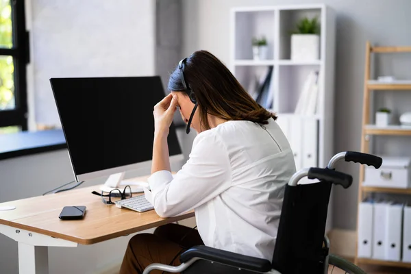 Stressful Business Woman Working Computer Office — Stock Photo, Image