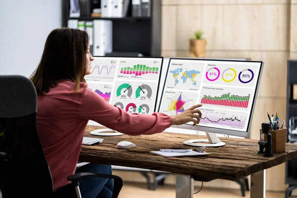 İş Veri Analizi Kontrol Paneline Bakan Analist Kadın