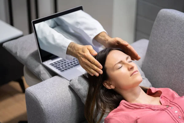 Virtuelle Online Behandlung Mit Reiki Energie Heilung — Stockfoto