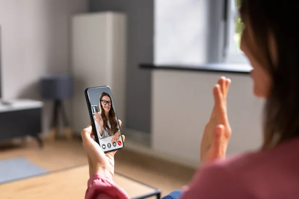 Virtuele Online Video Conferentie Webinar Call Smart Phone — Stockfoto
