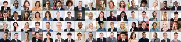 Mångkulturell Grupp Avatar Headshot Affärsmän Crowd — Stockfoto