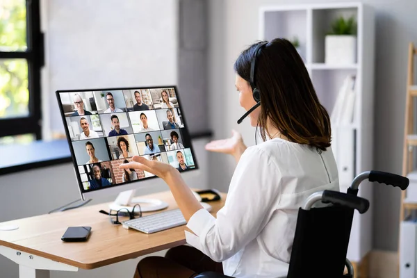 Videokonferens Virtuellt Webbseminarium Företagssamtal — Stockfoto
