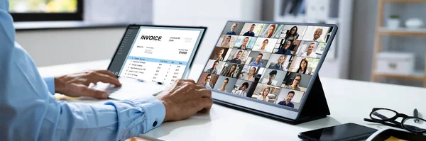 バーチャル税務ソフトウェアトレーニング会議 ビデオ ウェビナー — ストック写真