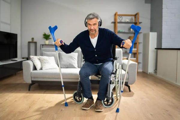 Adult Person Disability Paralysis Crutches Injury — Stock Photo, Image