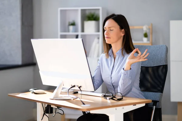 Healthy Yoga Meditation Exercise Office Chair Workplace — Stock Photo, Image