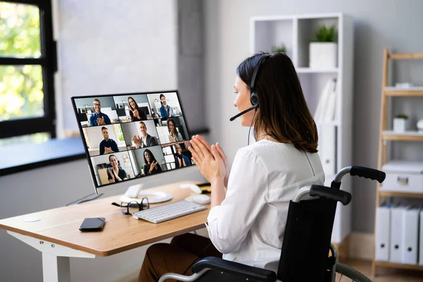 Klappen Virtuele Videoconferentie Oproep Computer — Stockfoto