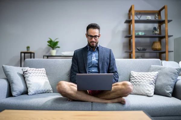 Boxer Videokonferenzschaltung Home Office — Stockfoto