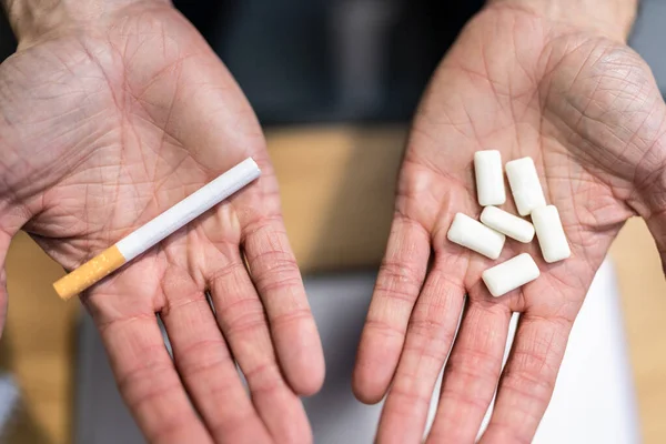 Verslavend Rookloos Nicotine Kauwgom Gezond Stoppen Met Tabak Drug — Stockfoto