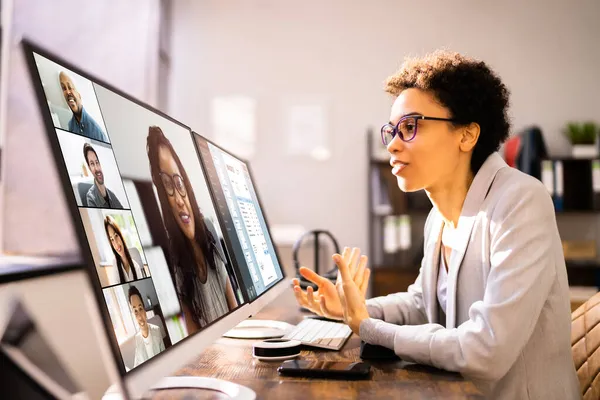 Virtuelle Videokonferenzen Steuer Webinar Auf Computerbildschirm — Stockfoto