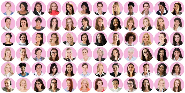 Vrouw Avatar Face Collage Diverse Headshot Foto — Stockfoto