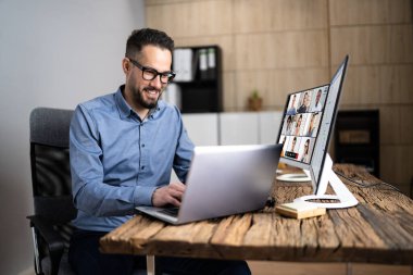 Çevrimiçi Video Konferansı. Uzak Webinar Buluşması