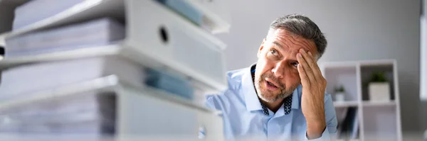 Workaholic Accountant Businessman Headache Stress — Stock Photo, Image