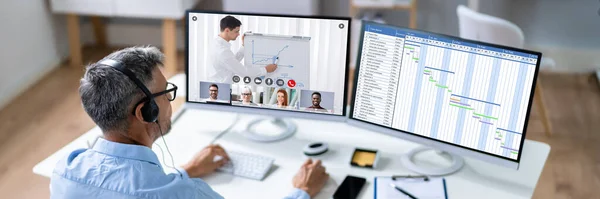 Virtual Online Training Conference Webinar Eller Möte — Stockfoto