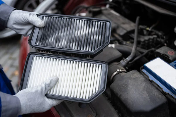 New Clean Car Filter Vehicle Fresh Air Automobile Maintenance — Stock Photo, Image