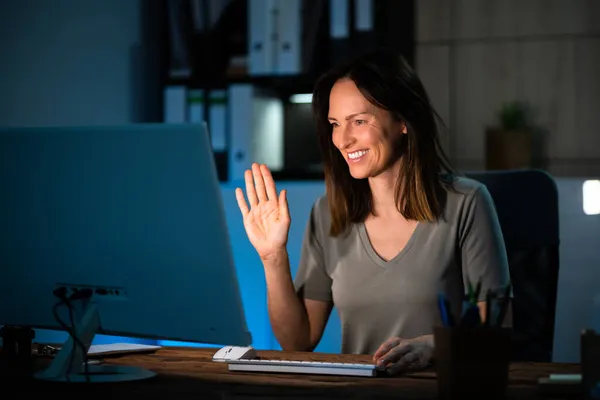 Online Video Conferentie Webinar Meeting Call Computer — Stockfoto