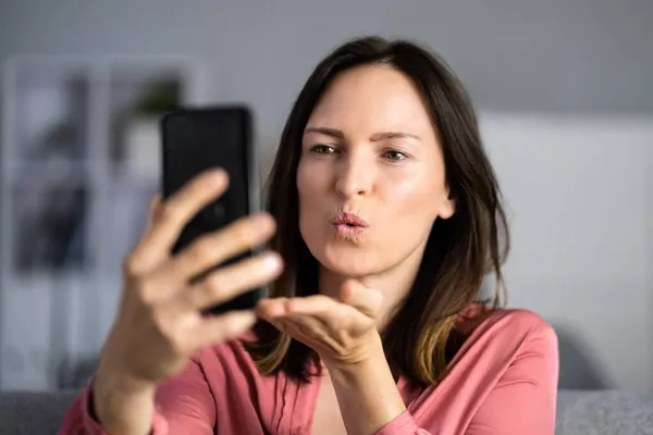 Convención Vídeo Citas Línea Teléfono Móvil — Foto de Stock