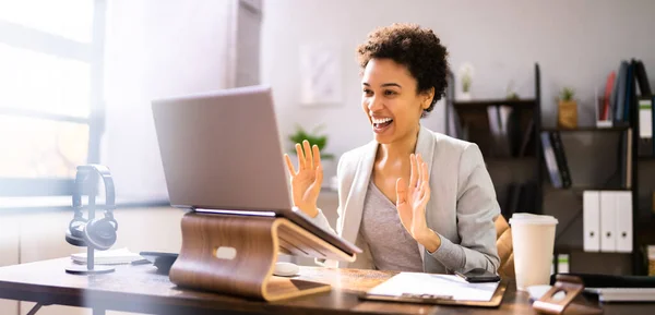 Video Conference Online Intervju Företag Ring Eller Chatta — Stockfoto