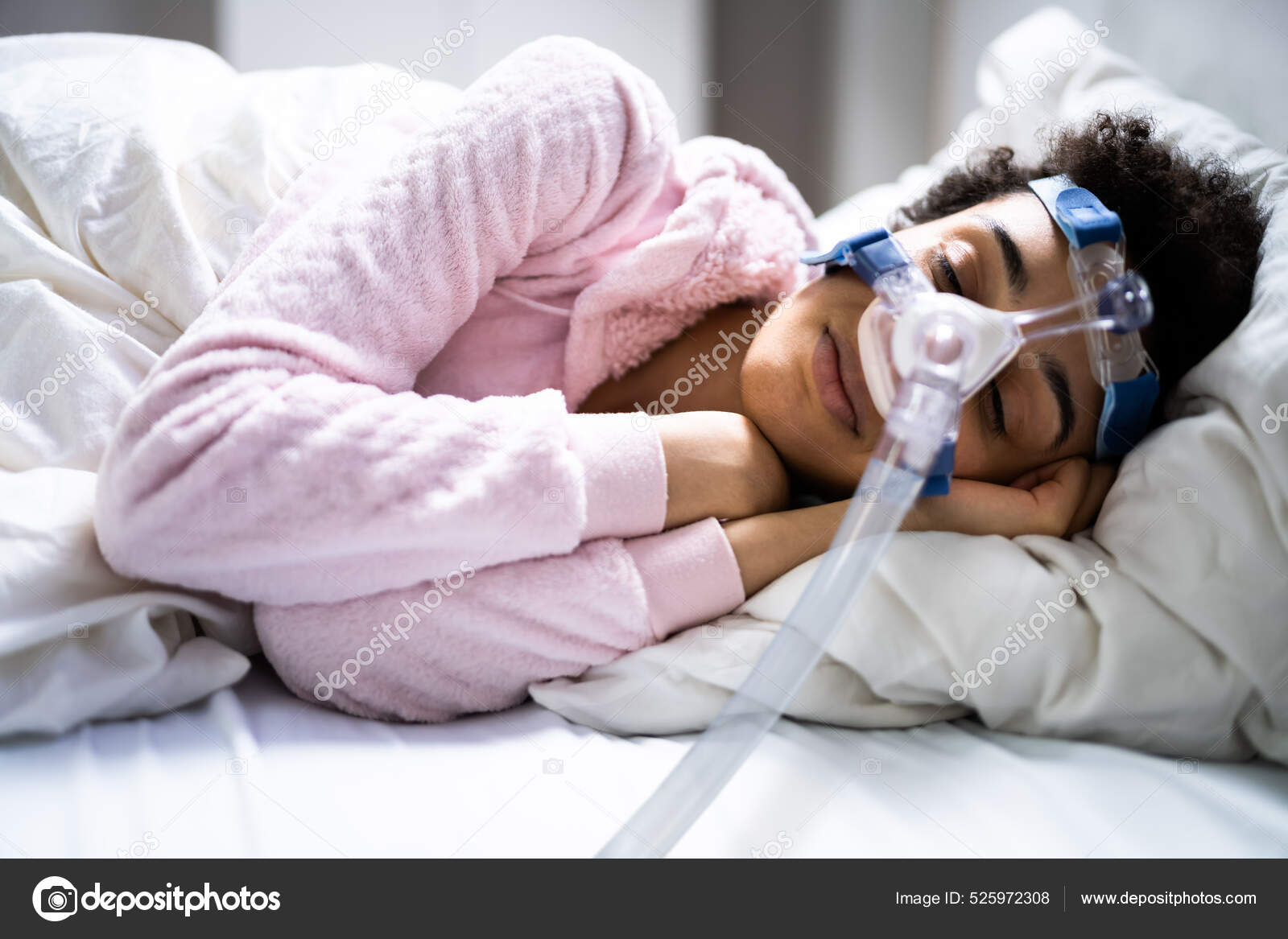 Sleep Apnea Oxygen Mask Equipment Cpap Machine Stock Photo By ...