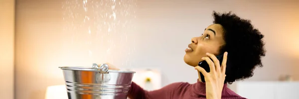 Emergency Leak Damage Water Leak Flood Ceiling — Stock Photo, Image