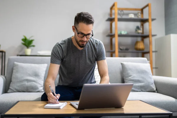 Someone Writing Planning Journalist Working Laptop — Stock Photo, Image