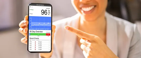 Kontinuerlig Glukoskontroll Diabetes Blodsockerapp — Stockfoto