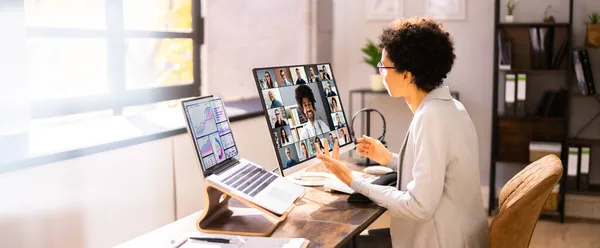 Virtual Telework Webinar Learning Presentation Conference — Stock Photo, Image